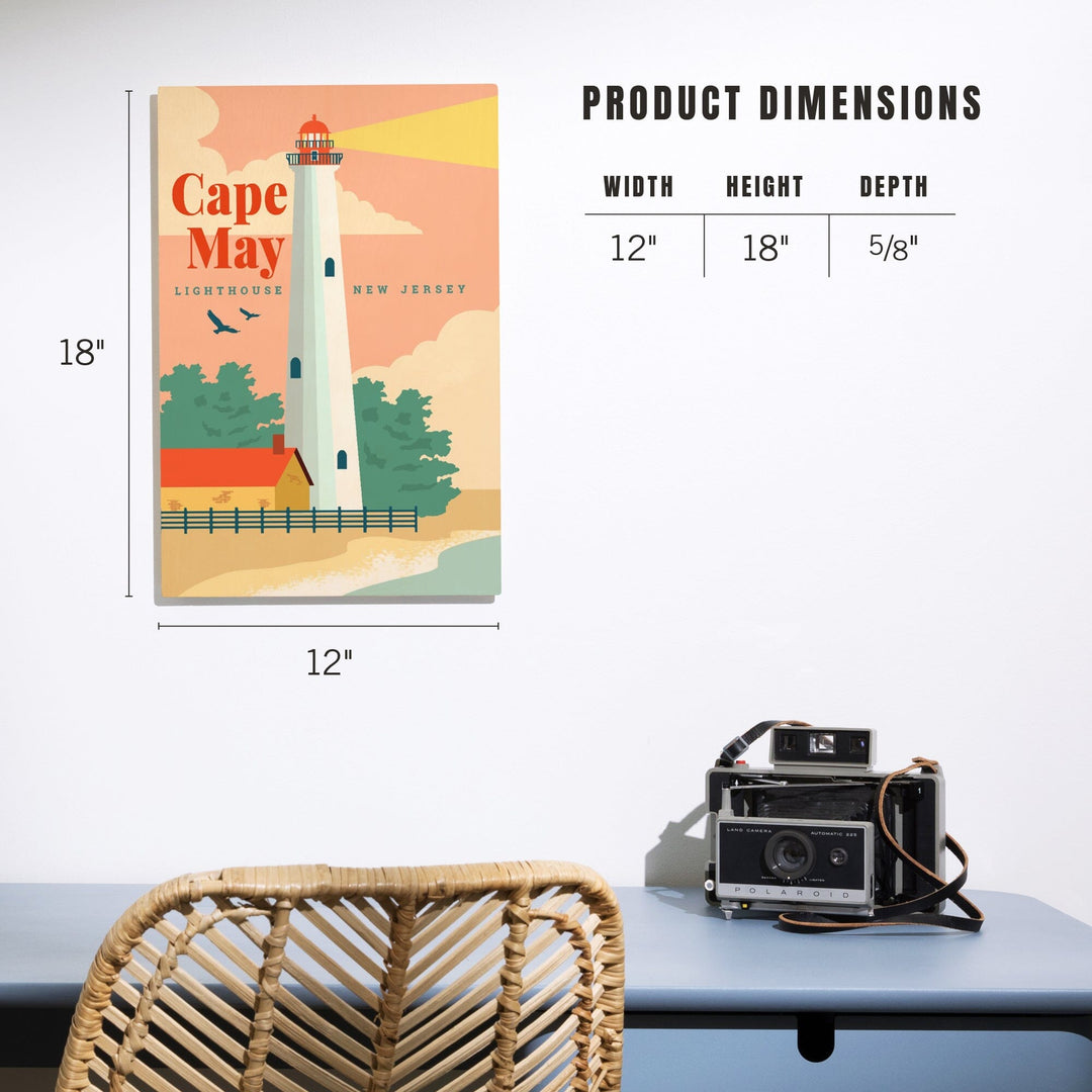 Cape May, New Jersey, Lighthouse Scene, Vector, Lantern Press Artwork, Wood Signs and Postcards - Lantern Press