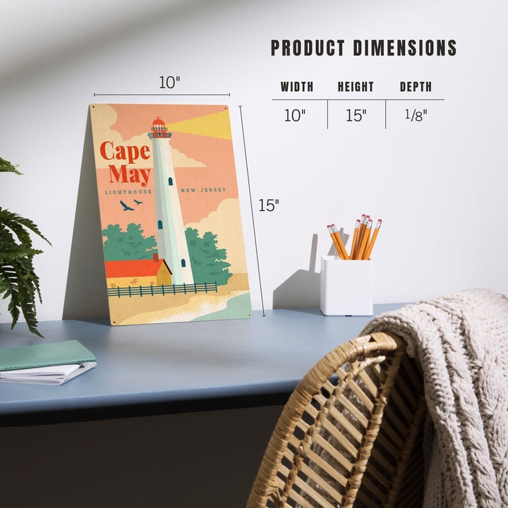 Cape May, New Jersey, Lighthouse Scene, Vector, Lantern Press Artwork, Wood Signs and Postcards - Lantern Press