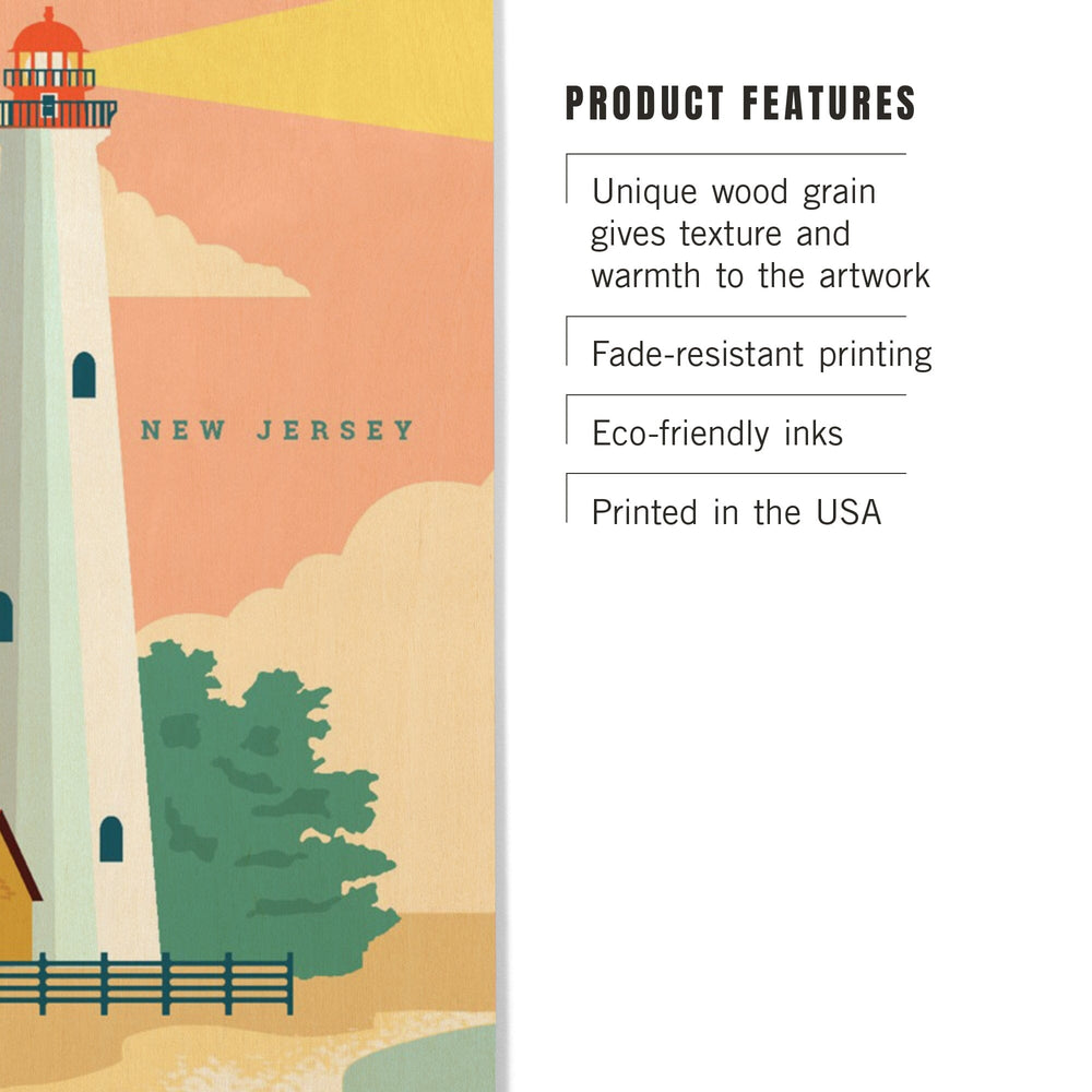 Cape May, New Jersey, Lighthouse Scene, Vector, Lantern Press Artwork, Wood Signs and Postcards - Lantern Press