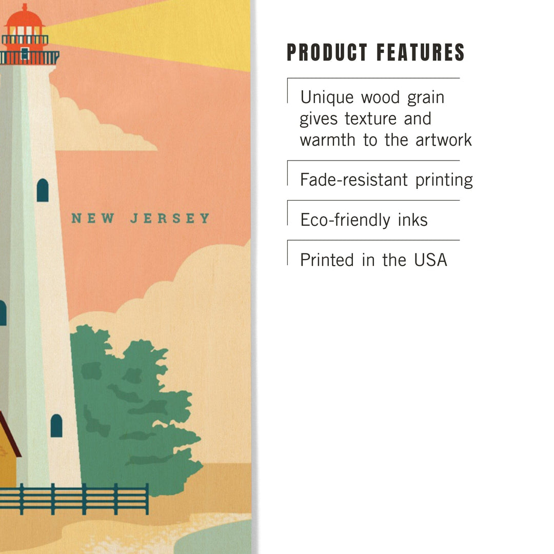 Cape May, New Jersey, Lighthouse Scene, Vector, Lantern Press Artwork, Wood Signs and Postcards - Lantern Press