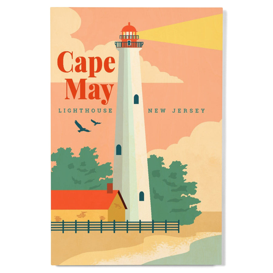 Cape May, New Jersey, Lighthouse Scene, Vector, Lantern Press Artwork, Wood Signs and Postcards - Lantern Press