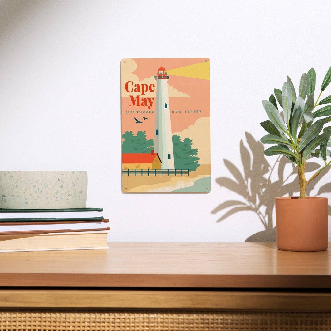 Cape May, New Jersey, Lighthouse Scene, Vector, Lantern Press Artwork, Wood Signs and Postcards - Lantern Press