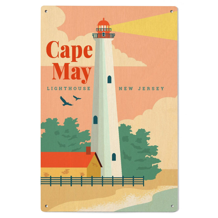 Cape May, New Jersey, Lighthouse Scene, Vector, Lantern Press Artwork, Wood Signs and Postcards - Lantern Press