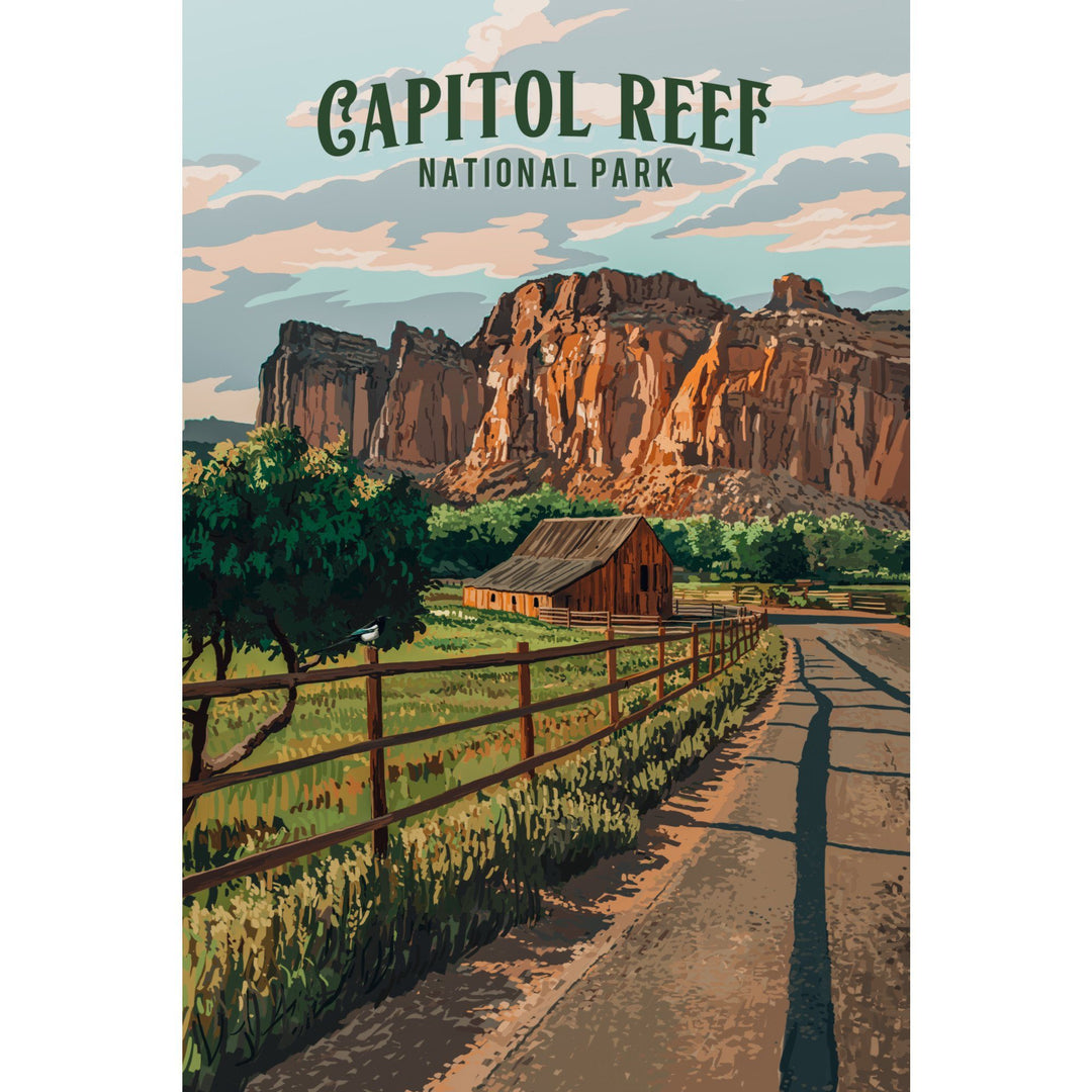 Capitol Reef National Park, Utah, Painterly National Park Series, Organic Cotton Kitchen Tea Towels - Lantern Press