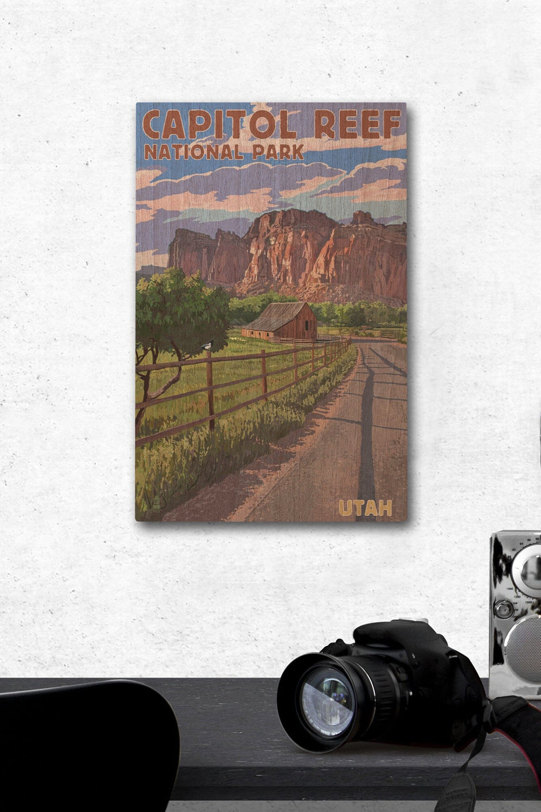Capitol Reef National Park, Utah, Barn View, Painterly Series, Lantern Press Artwork, Wood Signs and Postcards - Lantern Press
