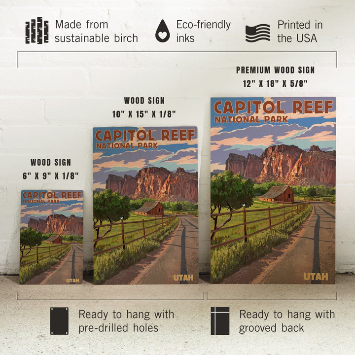 Capitol Reef National Park, Utah, Barn View, Painterly Series, Lantern Press Artwork, Wood Signs and Postcards - Lantern Press