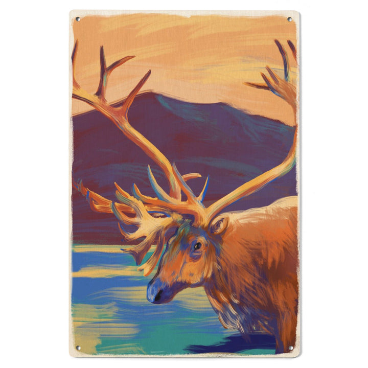 Caribou, Vivid, Lantern Press Artwork, Wood Signs and Postcards - Lantern Press