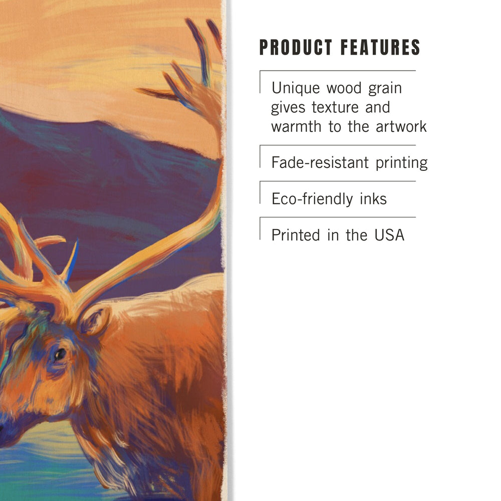 Caribou, Vivid, Lantern Press Artwork, Wood Signs and Postcards - Lantern Press