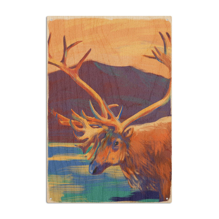Caribou, Vivid, Lantern Press Artwork, Wood Signs and Postcards - Lantern Press