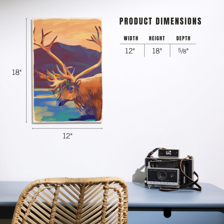 Caribou, Vivid, Lantern Press Artwork, Wood Signs and Postcards - Lantern Press