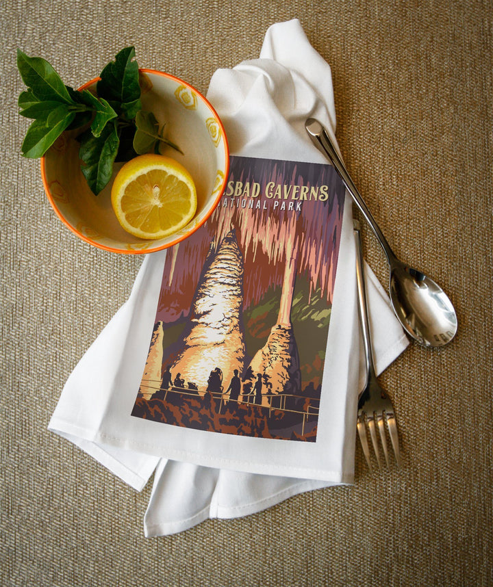 Carlsbad Caverns National Park, New Mexico, Painterly National Park Series, Organic Cotton Kitchen Tea Towels - Lantern Press
