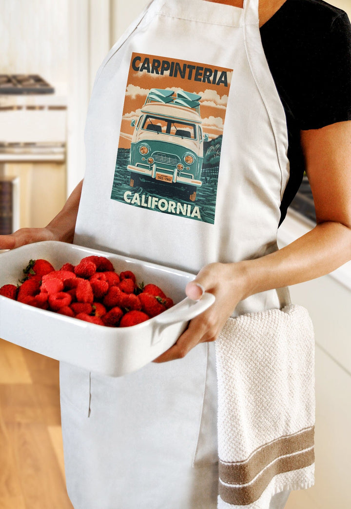Carpinteria, California, Letterpress, Camper Van, Lantern Press Artwork - Lantern Press