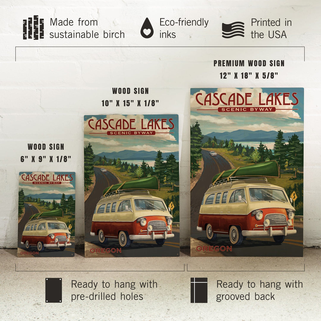 Cascade Lakes Scenic Byway, Oregon, Camper Van, Lantern Press Artwork, Wood Signs and Postcards - Lantern Press