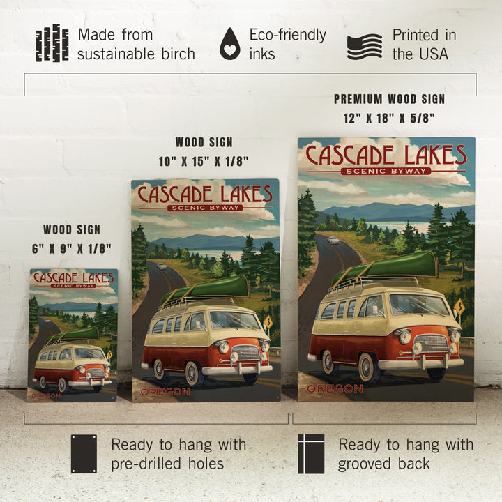 Cascade Lakes Scenic Byway, Oregon, Camper Van, Lantern Press Artwork, Wood Signs and Postcards - Lantern Press