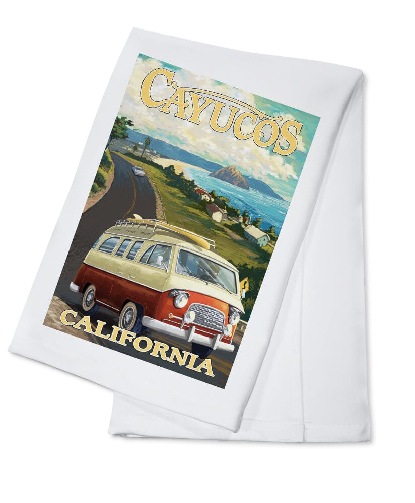 Cayucos, California, Camper Van, Coastal, Lantern Press Artwork - Lantern Press