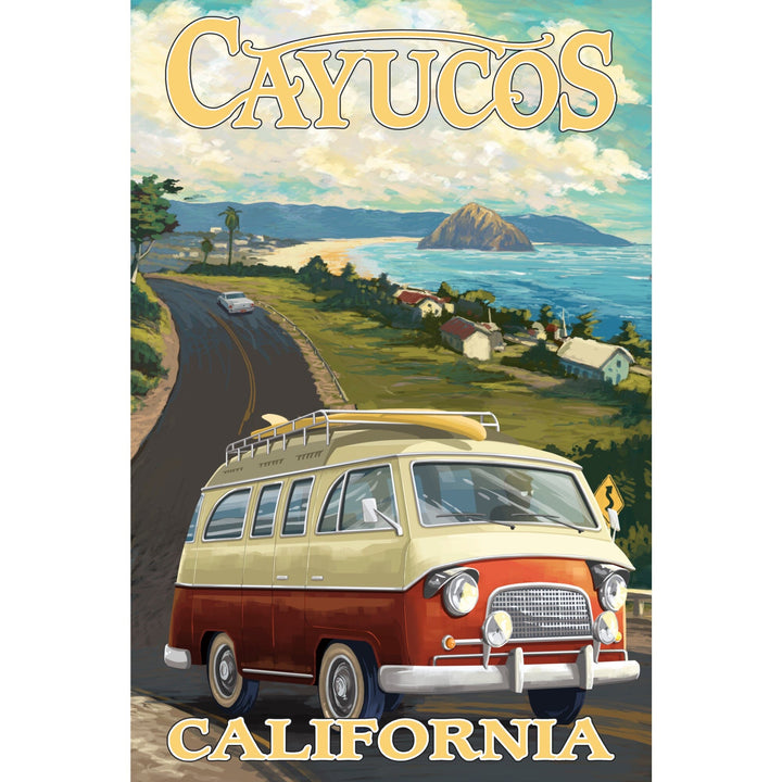 Cayucos, California, Camper Van, Coastal, Lantern Press Artwork - Lantern Press