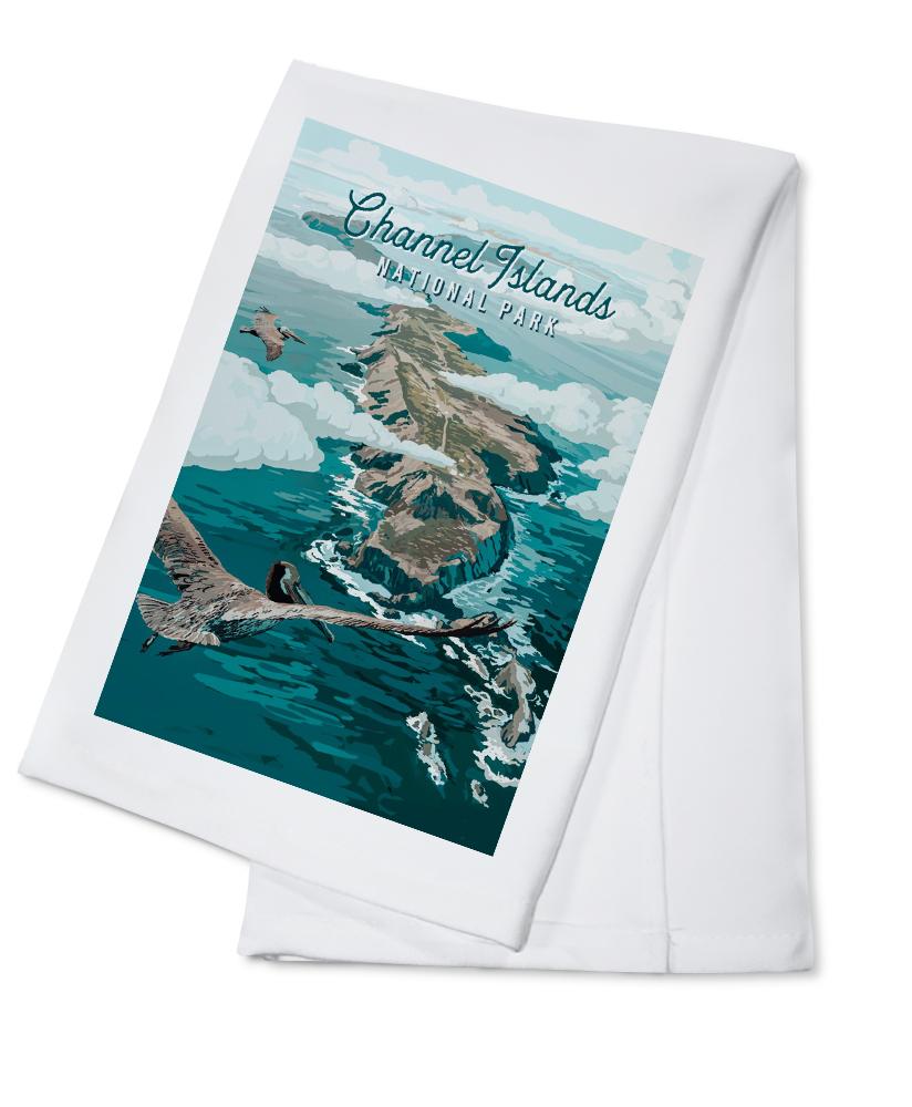 Channel Islands National Park, California, Painterly National Park Series, Organic Cotton Kitchen Tea Towels - Lantern Press