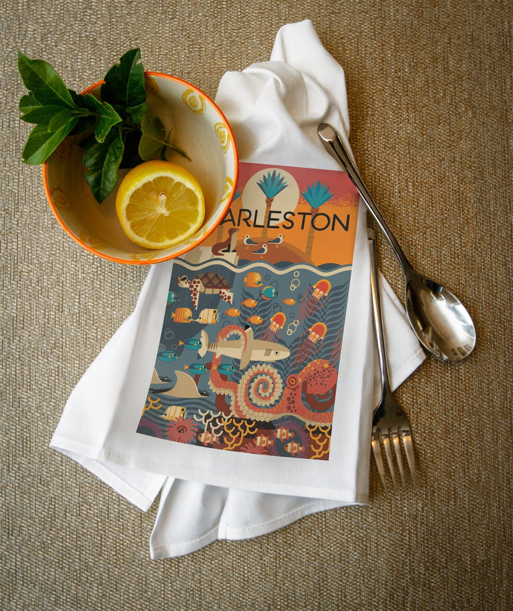 Charleston, South Carolina, Textured Geometric - Lantern Press