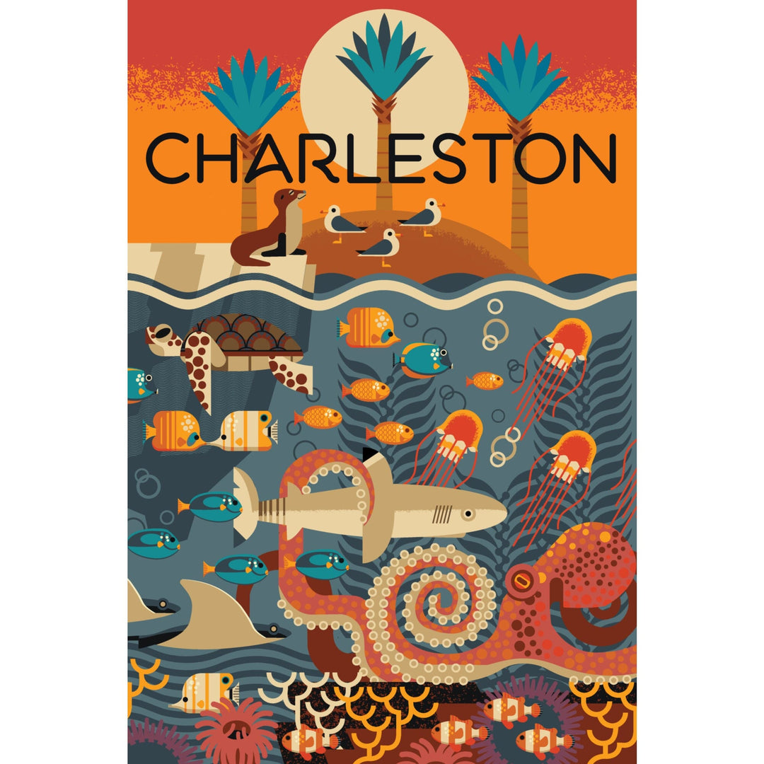 Charleston, South Carolina, Textured Geometric - Lantern Press