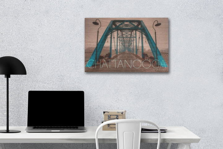 Chattanooga, Tennessee, Walnut Street Bridge in the Fog, Lantern Press Photography, Wood Signs and Postcards - Lantern Press