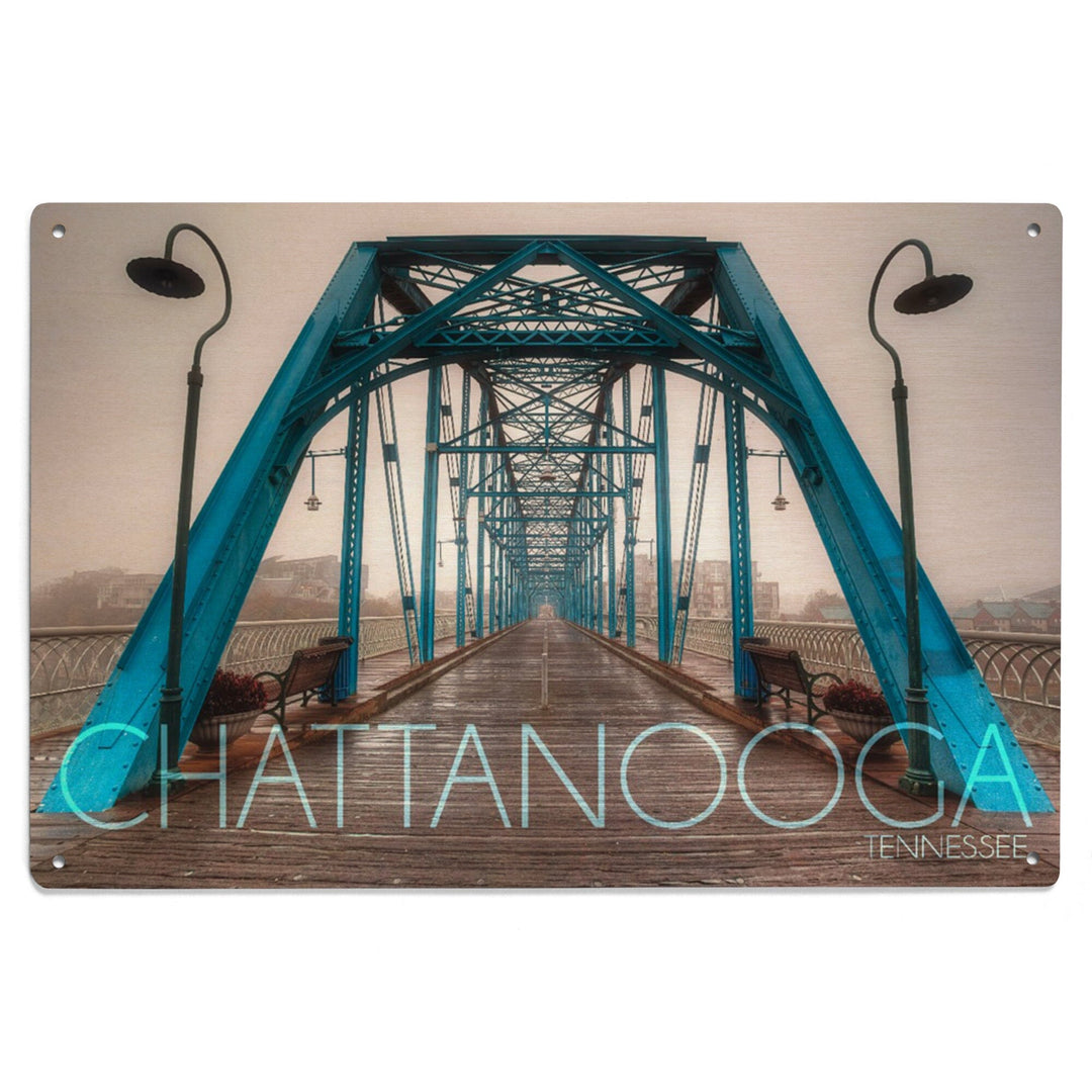 Chattanooga, Tennessee, Walnut Street Bridge in the Fog, Lantern Press Photography, Wood Signs and Postcards - Lantern Press