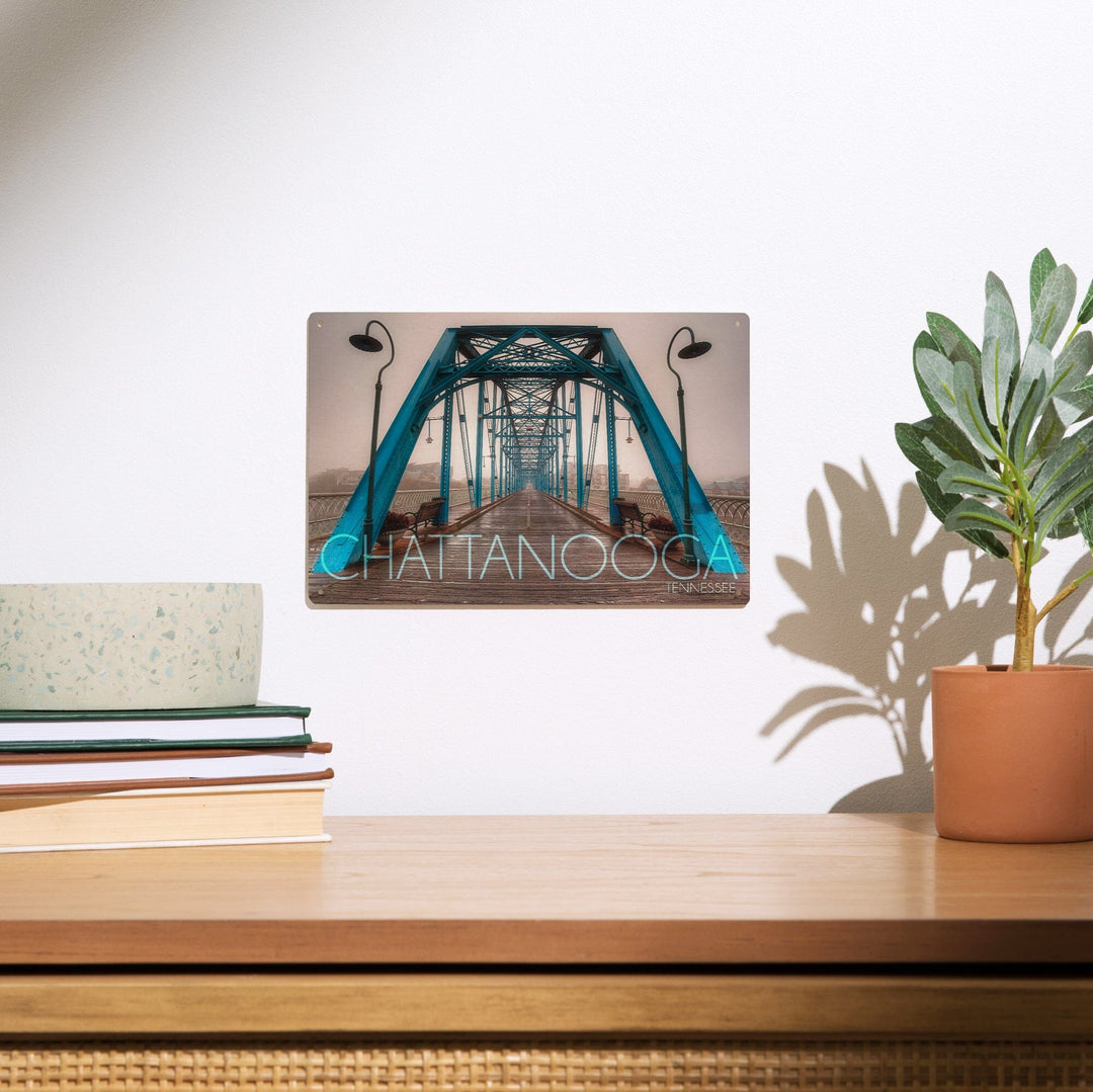Chattanooga, Tennessee, Walnut Street Bridge in the Fog, Lantern Press Photography, Wood Signs and Postcards - Lantern Press
