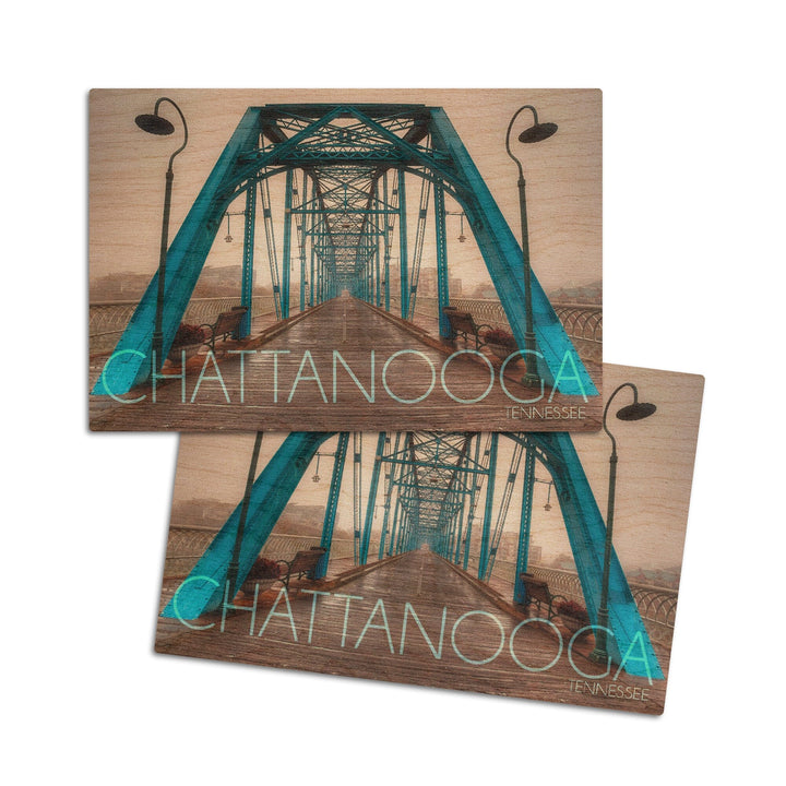 Chattanooga, Tennessee, Walnut Street Bridge in the Fog, Lantern Press Photography, Wood Signs and Postcards - Lantern Press