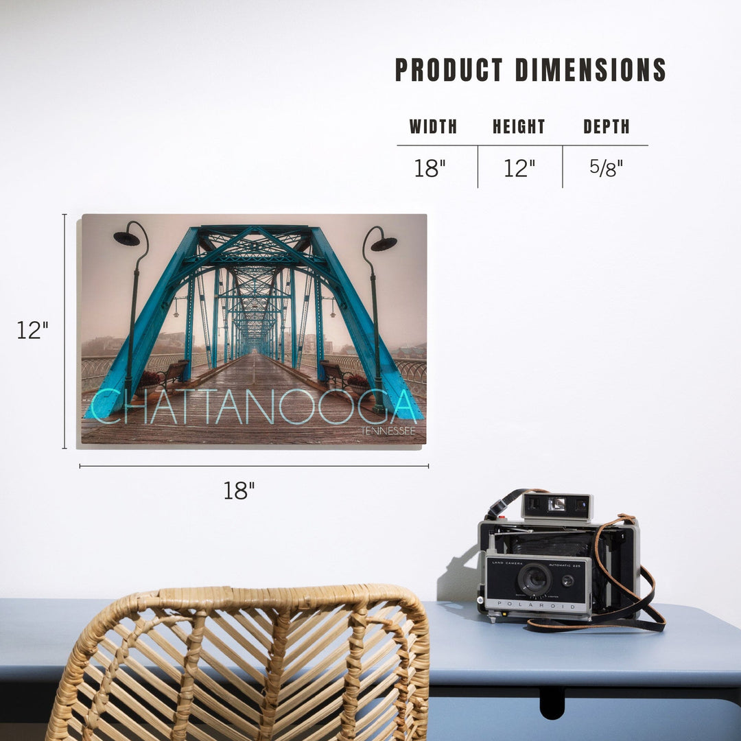 Chattanooga, Tennessee, Walnut Street Bridge in the Fog, Lantern Press Photography, Wood Signs and Postcards - Lantern Press