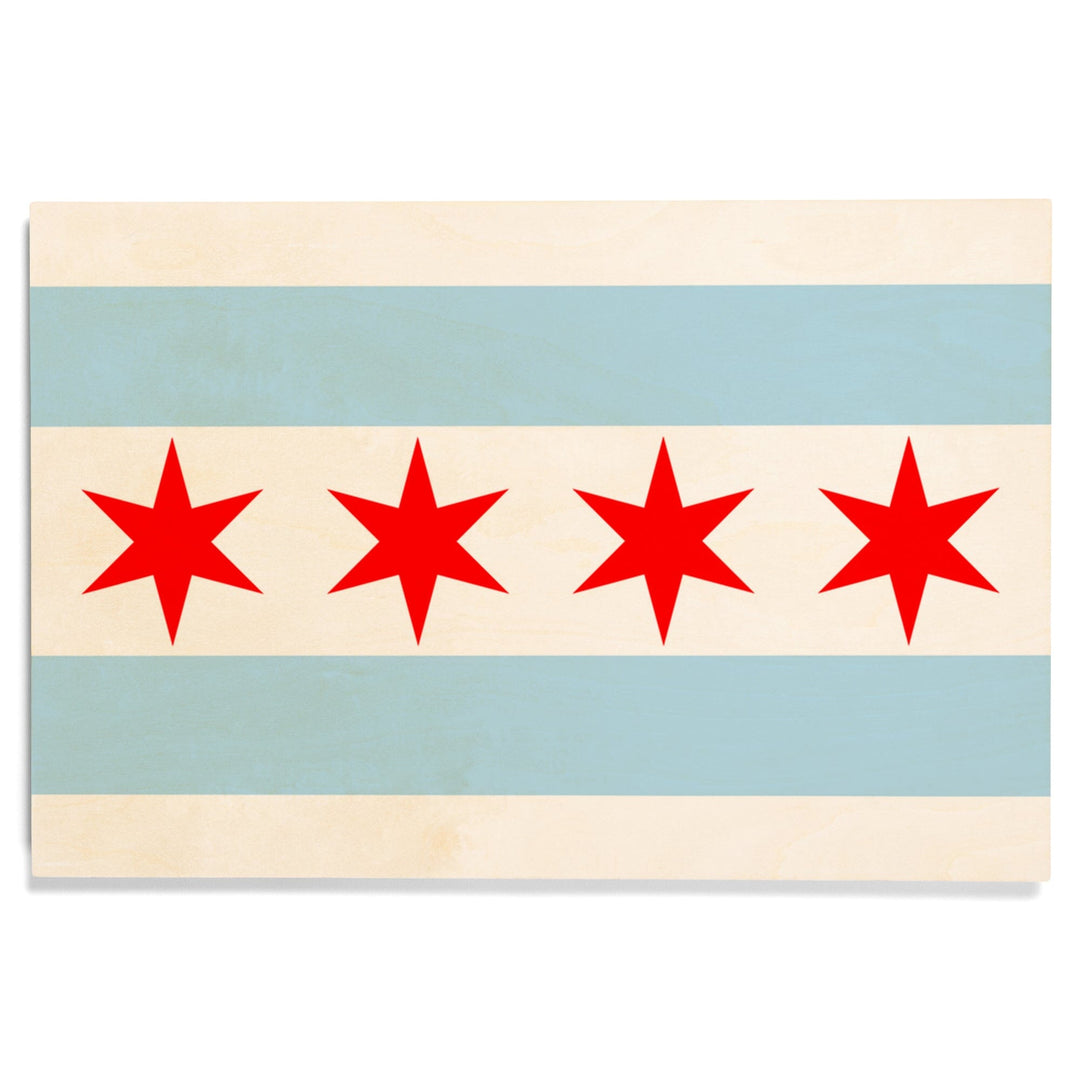 Chicago, Illinois, Flag (Version #2), Lantern Press Artwork, Wood Signs and Postcards - Lantern Press