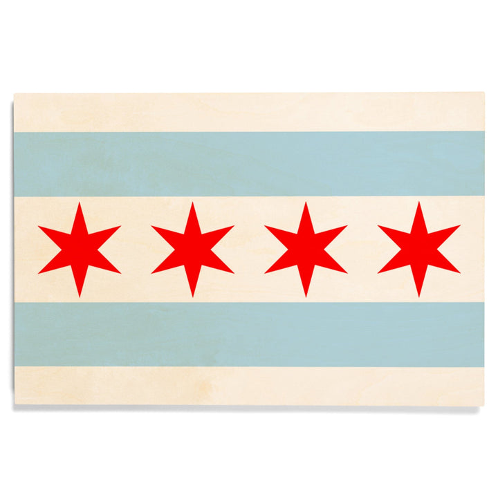 Chicago, Illinois, Flag (Version #2), Lantern Press Artwork, Wood Signs and Postcards - Lantern Press