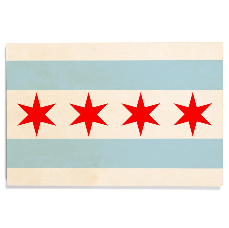 Chicago, Illinois, Flag (Version #2), Lantern Press Artwork, Wood Signs and Postcards - Lantern Press