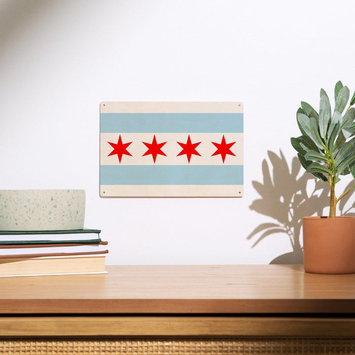 Chicago, Illinois, Flag (Version #2), Lantern Press Artwork, Wood Signs and Postcards - Lantern Press