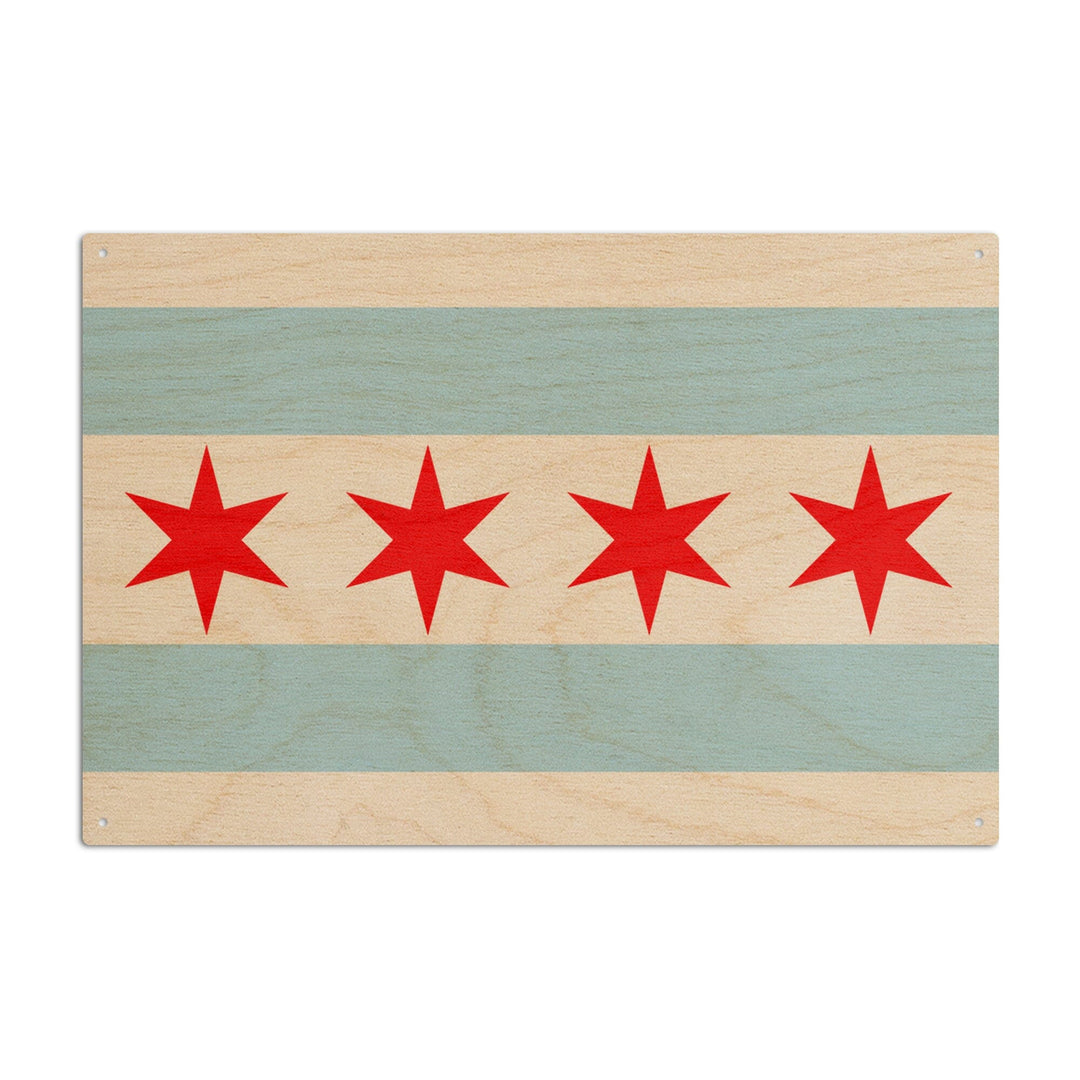 Chicago, Illinois, Flag (Version #2), Lantern Press Artwork, Wood Signs and Postcards - Lantern Press