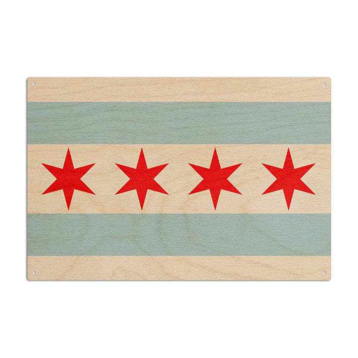 Chicago, Illinois, Flag (Version #2), Lantern Press Artwork, Wood Signs and Postcards - Lantern Press
