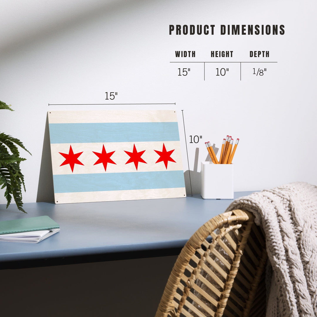 Chicago, Illinois, Flag (Version #2), Lantern Press Artwork, Wood Signs and Postcards - Lantern Press