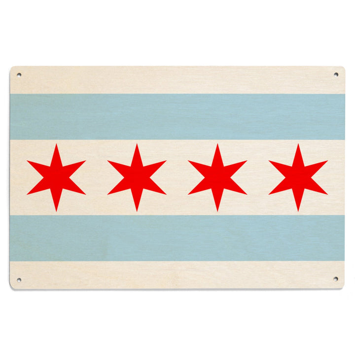 Chicago, Illinois, Flag (Version #2), Lantern Press Artwork, Wood Signs and Postcards - Lantern Press