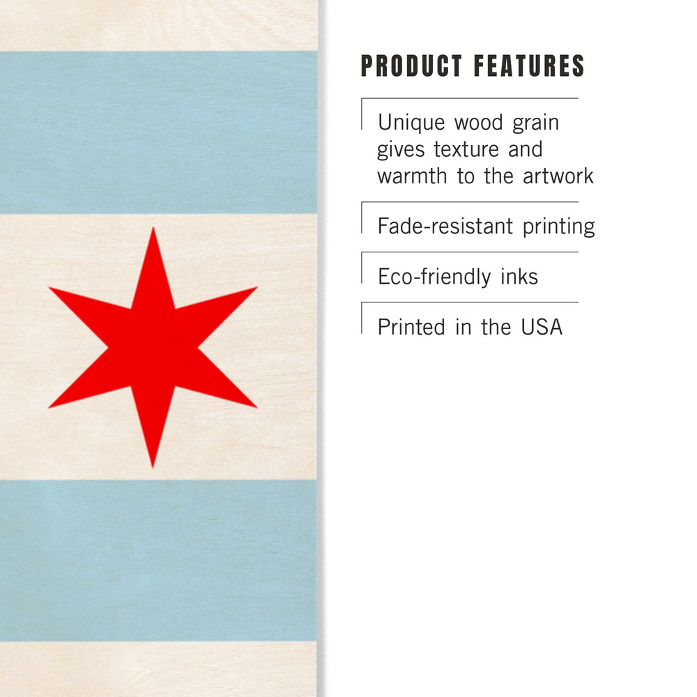 Chicago, Illinois, Flag (Version #2), Lantern Press Artwork, Wood Signs and Postcards - Lantern Press