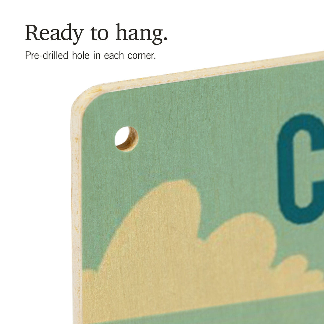 Chinconteague, Virginia, Beach, Ocean, & Lighthouse, Geometric, Lantern Press Artwork, Wood Signs and Postcards - Lantern Press