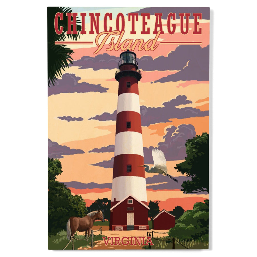 Chincoteague, Virginia, Lighthouse, Lantern Press Artwork, Wood Signs and Postcards - Lantern Press