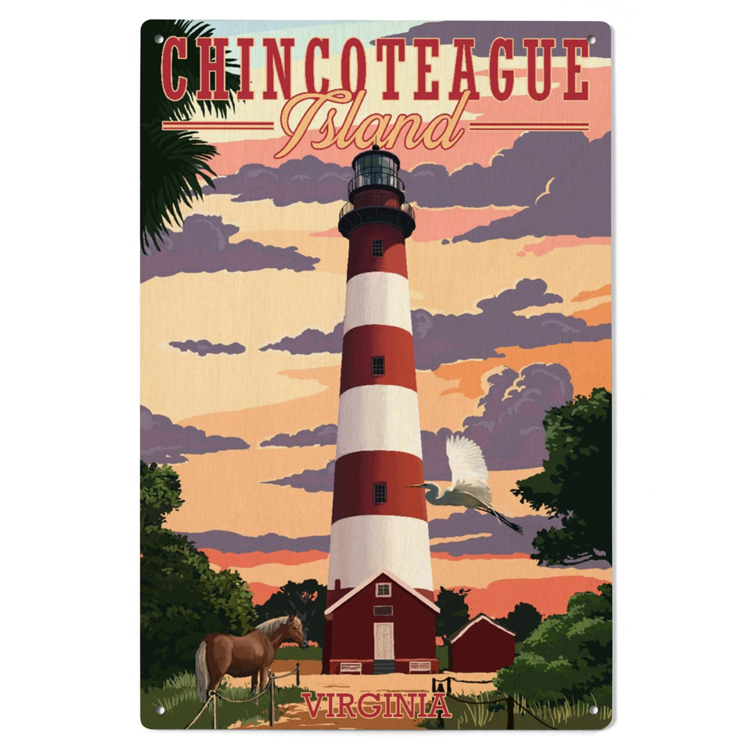 Chincoteague, Virginia, Lighthouse, Lantern Press Artwork, Wood Signs and Postcards - Lantern Press