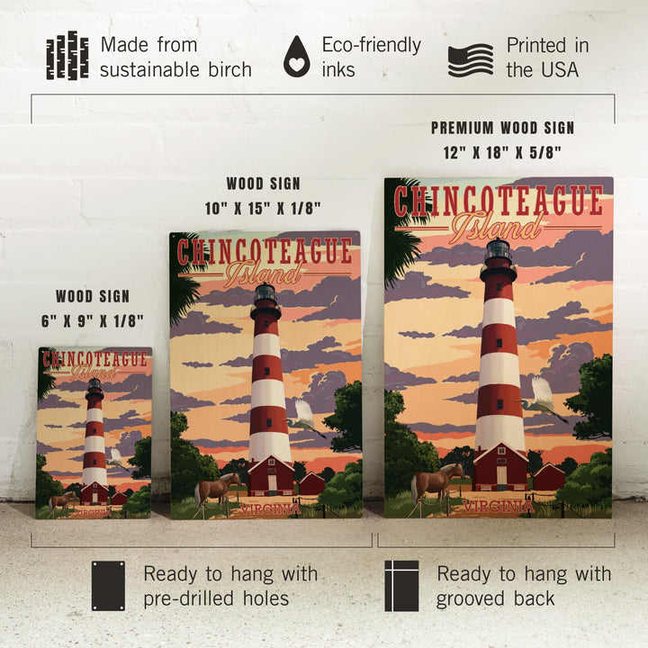 Chincoteague, Virginia, Lighthouse, Lantern Press Artwork, Wood Signs and Postcards - Lantern Press
