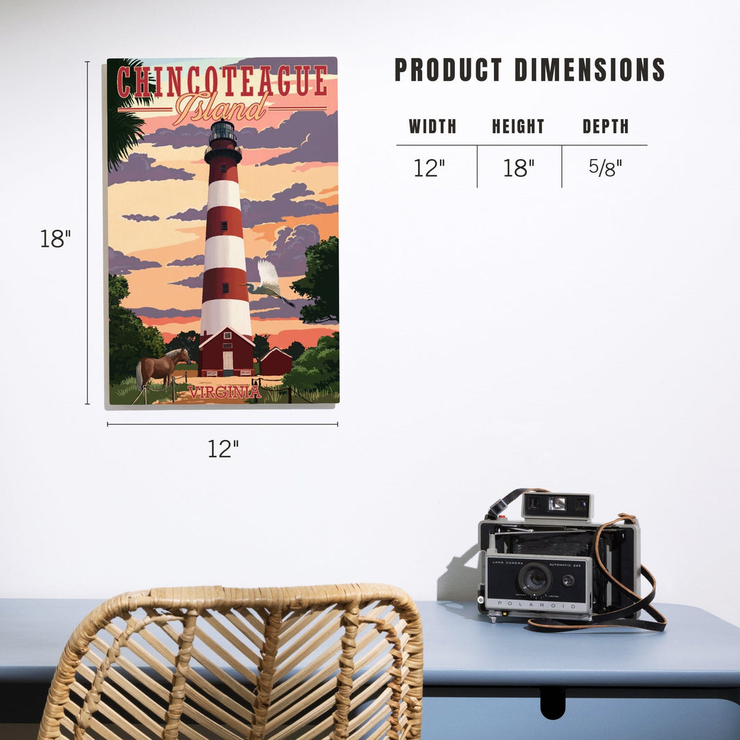 Chincoteague, Virginia, Lighthouse, Lantern Press Artwork, Wood Signs and Postcards - Lantern Press