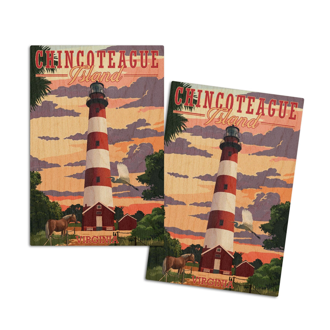 Chincoteague, Virginia, Lighthouse, Lantern Press Artwork, Wood Signs and Postcards - Lantern Press