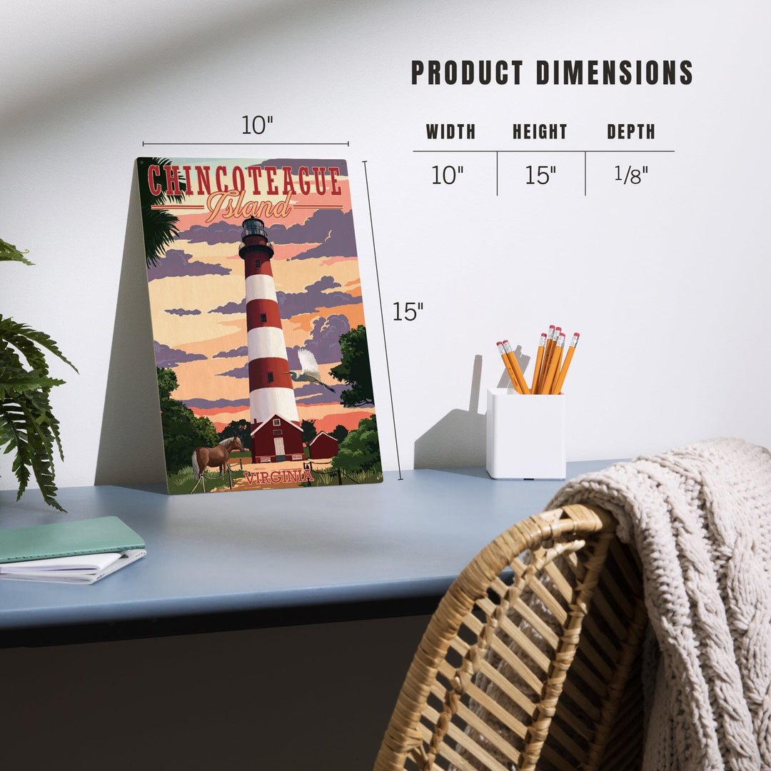 Chincoteague, Virginia, Lighthouse, Lantern Press Artwork, Wood Signs and Postcards - Lantern Press