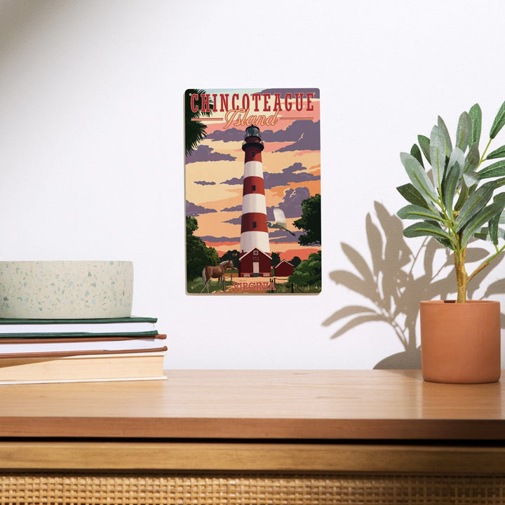 Chincoteague, Virginia, Lighthouse, Lantern Press Artwork, Wood Signs and Postcards - Lantern Press