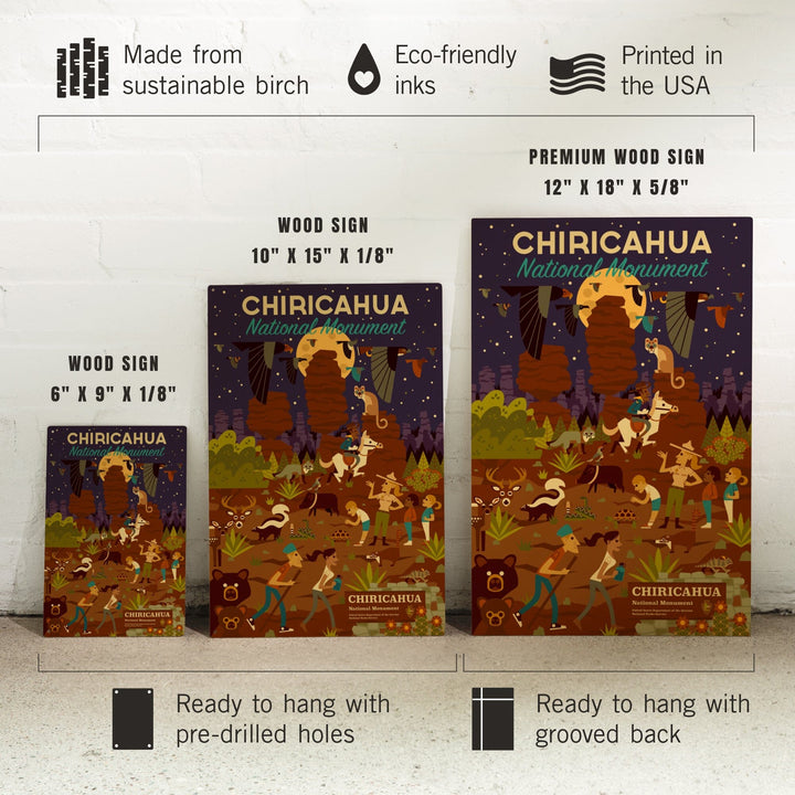 Chiricahua National Monument, Arizona, Night Time Geometric, Lantern Press Artwork, Wood Signs and Postcards - Lantern Press