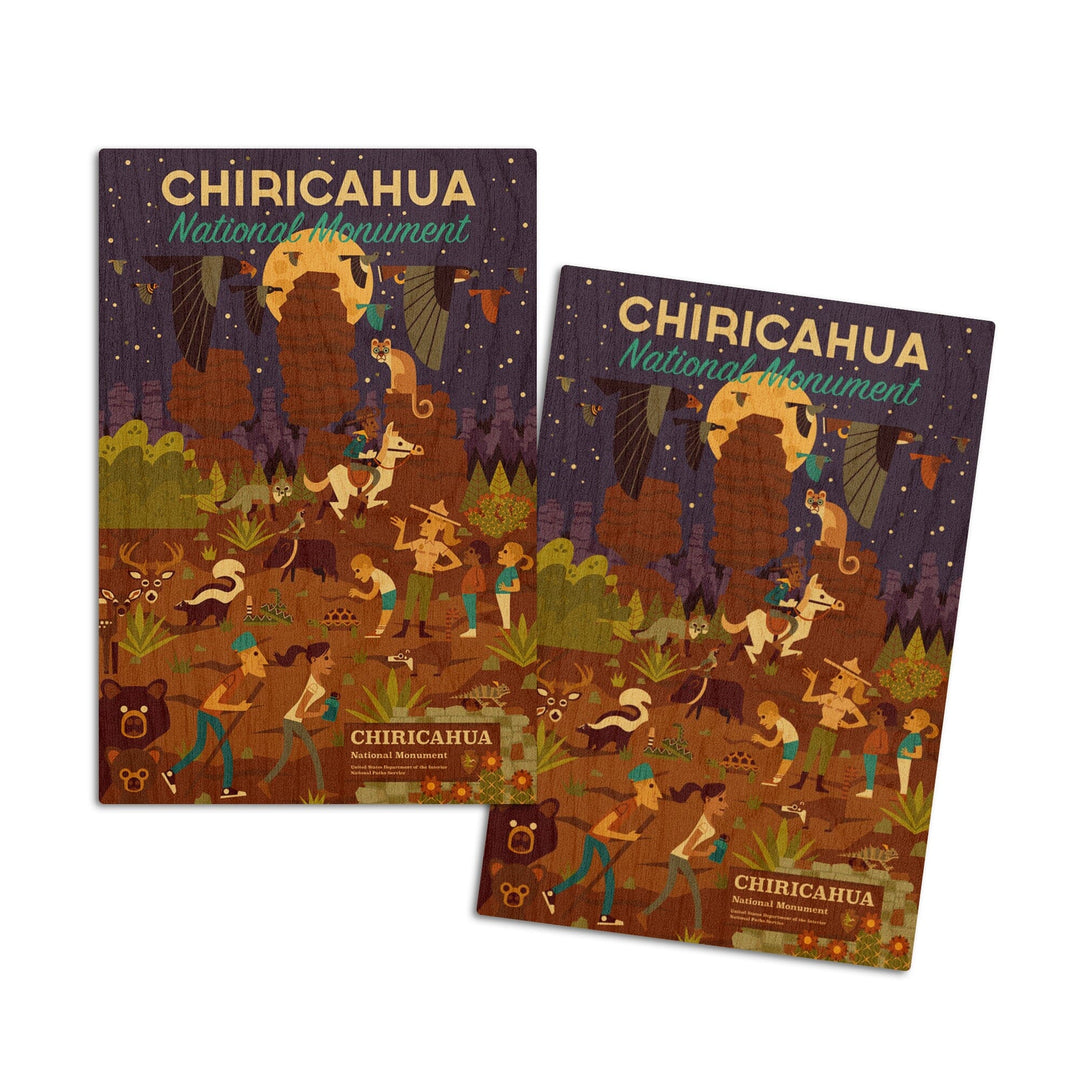 Chiricahua National Monument, Arizona, Night Time Geometric, Lantern Press Artwork, Wood Signs and Postcards - Lantern Press