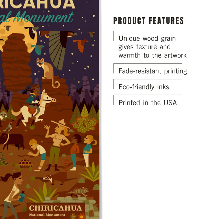 Chiricahua National Monument, Arizona, Night Time Geometric, Lantern Press Artwork, Wood Signs and Postcards - Lantern Press