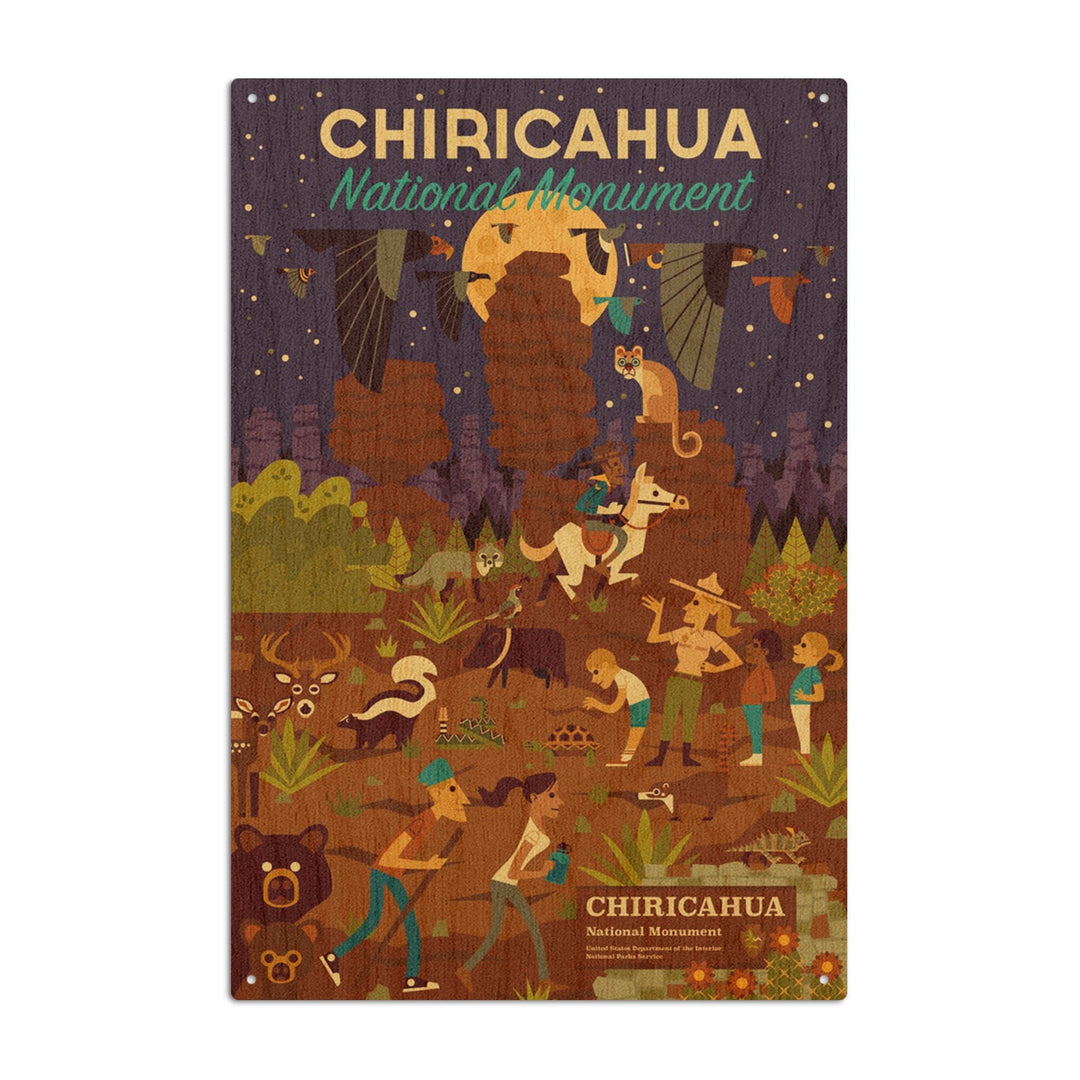 Chiricahua National Monument, Arizona, Night Time Geometric, Lantern Press Artwork, Wood Signs and Postcards - Lantern Press