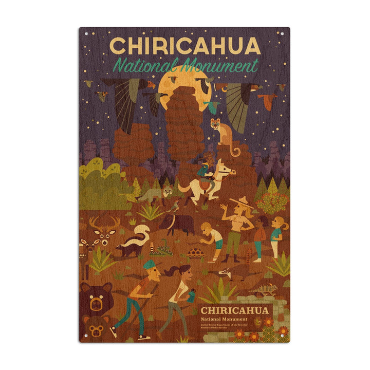 Chiricahua National Monument, Arizona, Night Time Geometric, Lantern Press Artwork, Wood Signs and Postcards - Lantern Press